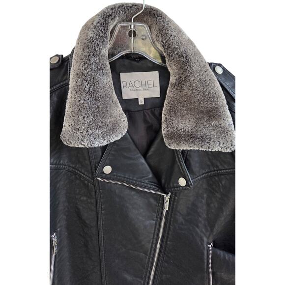 Rachel Roy Faux Leather Moto Jacket XL w/ Removable Fur Collar - Picture 12 of 16